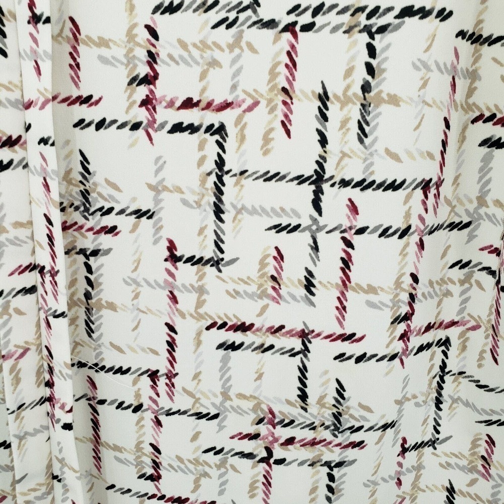 White House Black Market Cream and Black Patterned Blouse - Picture 2 of 10